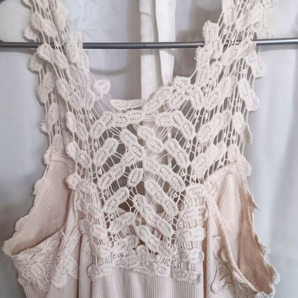 Daytrip Women’s Sz M Cream Tank Racerback Crochet Cotton Rayon Blend - Picture 7 of 10